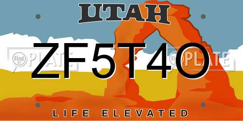 ZF5T4O Utah License Plate
