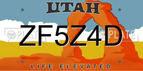 ZF5Z4D Utah License Plate