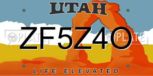 ZF5Z4O Utah License Plate