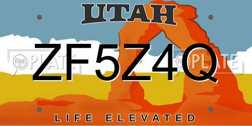 ZF5Z4Q Utah License Plate