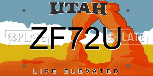 ZF72U Utah License Plate
