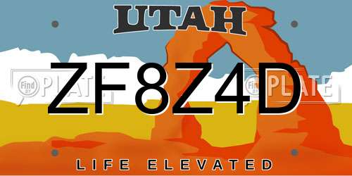 ZF8Z4D Utah License Plate