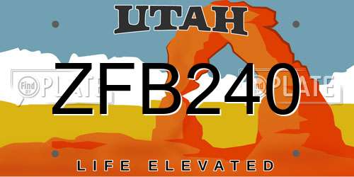 ZFB240 Utah License Plate