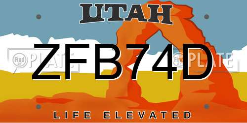 ZFB74D Utah License Plate