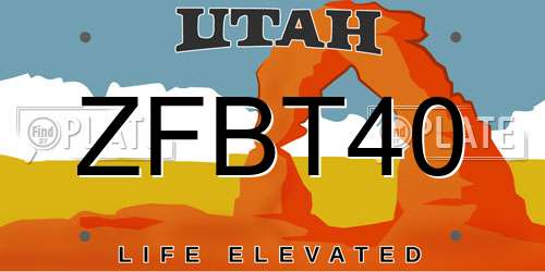 ZFBT40 Utah License Plate