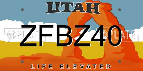 ZFBZ40 Utah License Plate