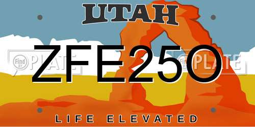 ZFE25O Utah License Plate