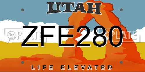 ZFE280 Utah License Plate