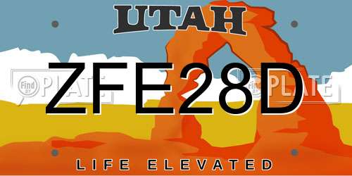 ZFE28D Utah License Plate