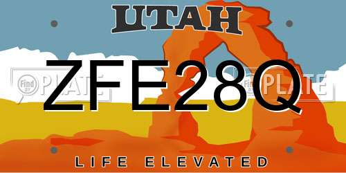 ZFE28Q Utah License Plate