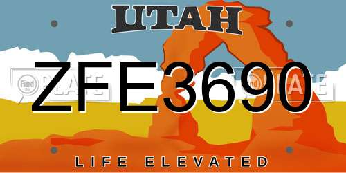 ZFE3690 Utah License Plate