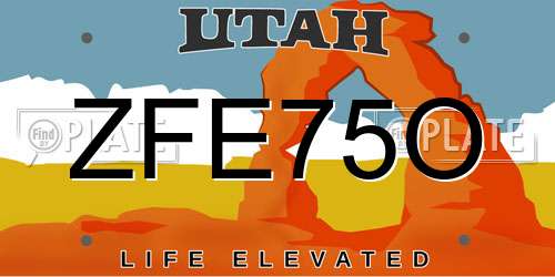 ZFE75O Utah License Plate