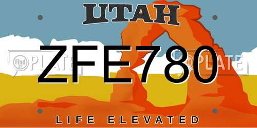 ZFE780 Utah License Plate