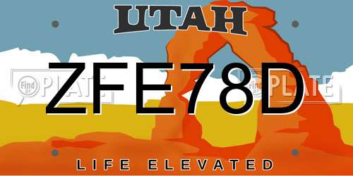 ZFE78D Utah License Plate