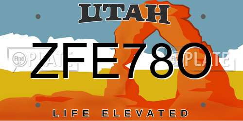 ZFE78O Utah License Plate