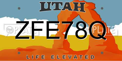 ZFE78Q Utah License Plate