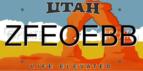 ZFEOEBB Utah License Plate