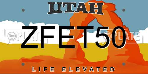 ZFET50 Utah License Plate