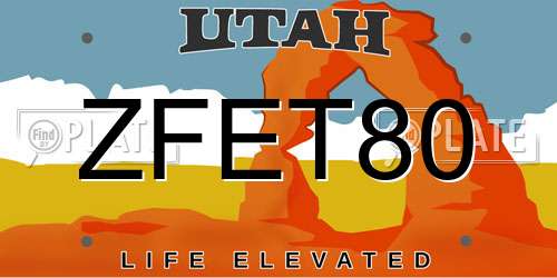 ZFET80 Utah License Plate