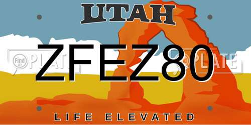 ZFEZ80 Utah License Plate