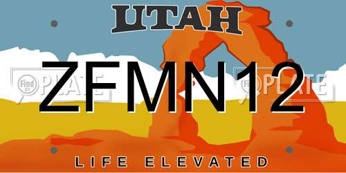 ZFMN12 Utah License Plate