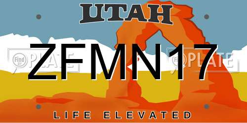 ZFMN17 Utah License Plate