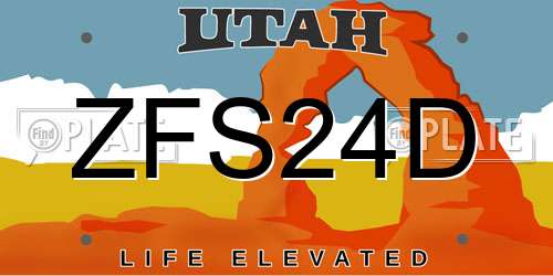 ZFS24D Utah License Plate