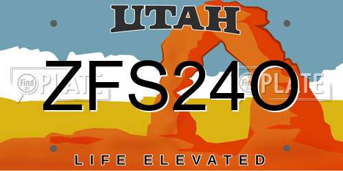 ZFS24O Utah License Plate
