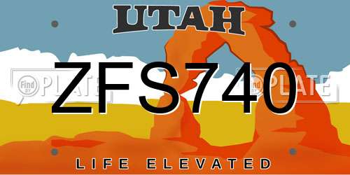ZFS740 Utah License Plate
