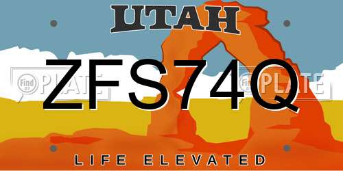 ZFS74Q Utah License Plate