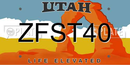 ZFST40 Utah License Plate