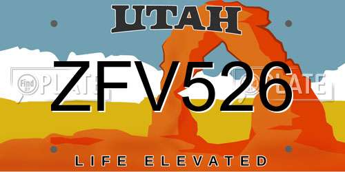 ZFV526 Utah License Plate