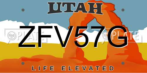 ZFV57G Utah License Plate