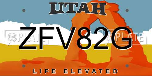 ZFV82G Utah License Plate