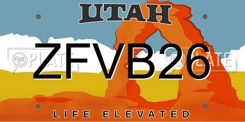 ZFVB26 Utah License Plate