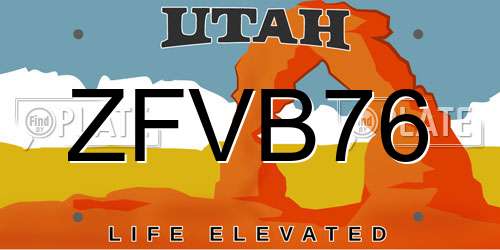 ZFVB76 Utah License Plate