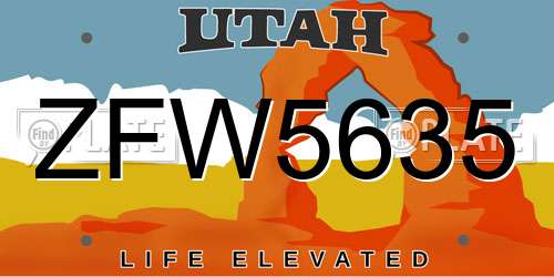 ZFW5635 Utah License Plate