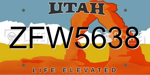ZFW5638 Utah License Plate