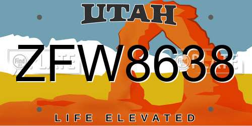 ZFW8638 Utah License Plate