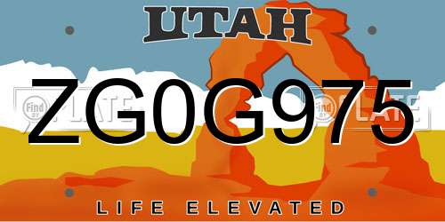 ZG0G975 Utah License Plate