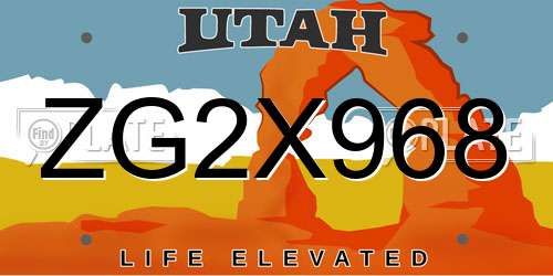 ZG2X968 Utah License Plate
