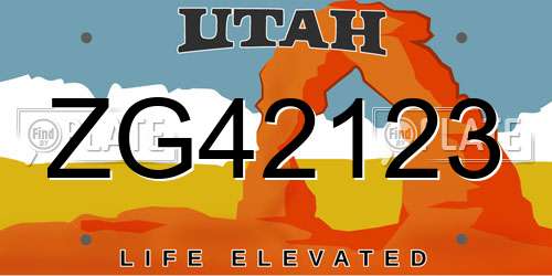 ZG42123 Utah License Plate