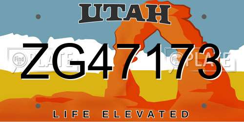 ZG47173 Utah License Plate