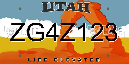 ZG4Z123 Utah License Plate