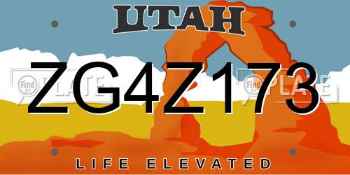 ZG4Z173 Utah License Plate