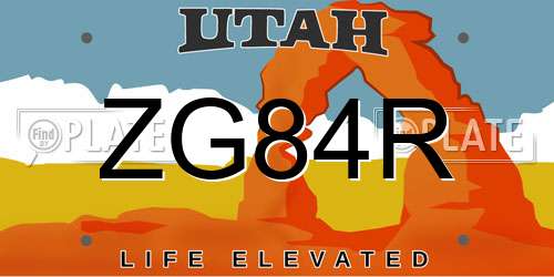ZG84R Utah License Plate