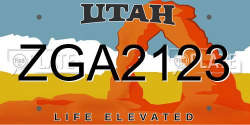 ZGA2123 Utah License Plate