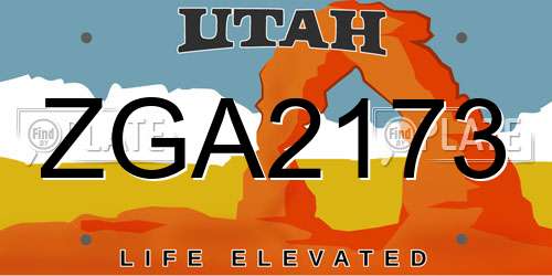 ZGA2173 Utah License Plate