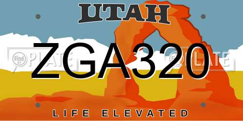 ZGA320 Utah License Plate