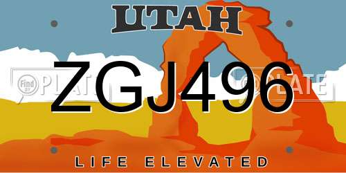 ZGJ496 Utah License Plate